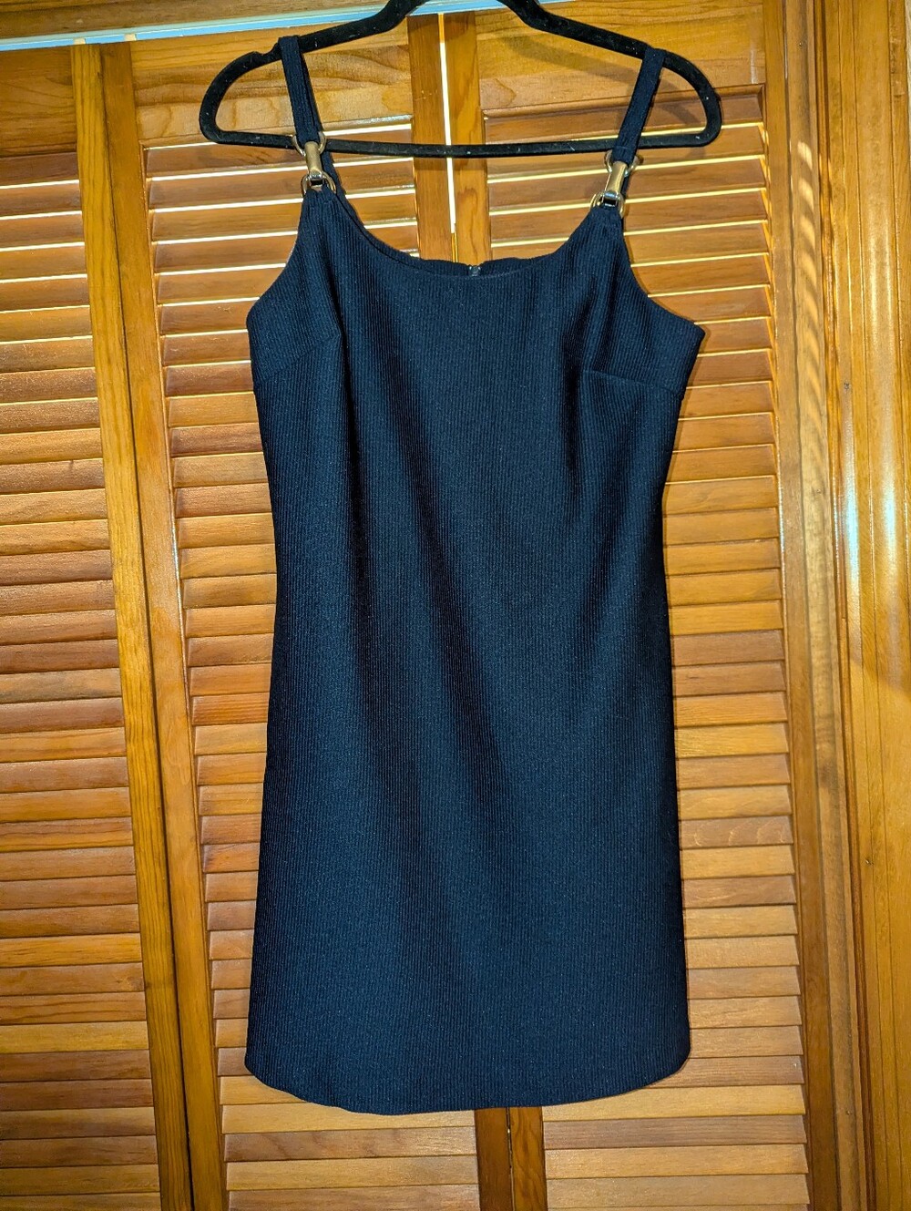 Vintage Navy Blue And Silver Subtly Ribbed Dress